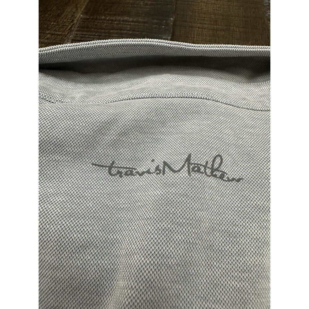 TravisMathew Polo Shirt Mens Medium Gray Stripe Pima Cotton Golf Performance - Picture 8 of 11